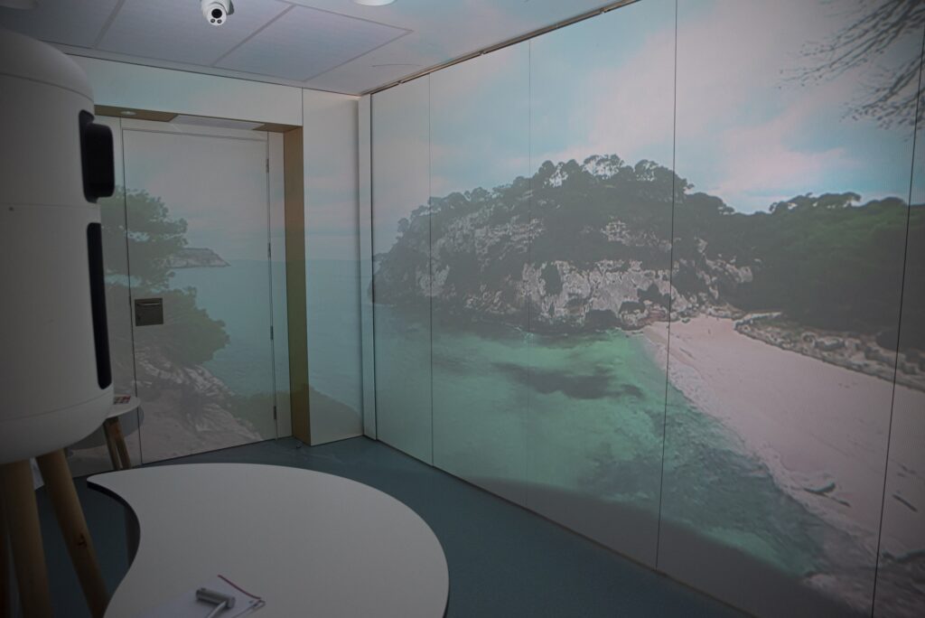 Una imagen de la sala común donde se pueden proyectar paisajes con realidad virtual. Joanna Chichelnitzky