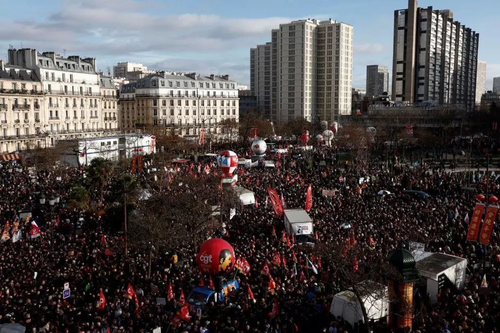 Un momento de la manifestación en París contra la reforma de las pensiones del Gobierno, a 31 de enero de 2023.