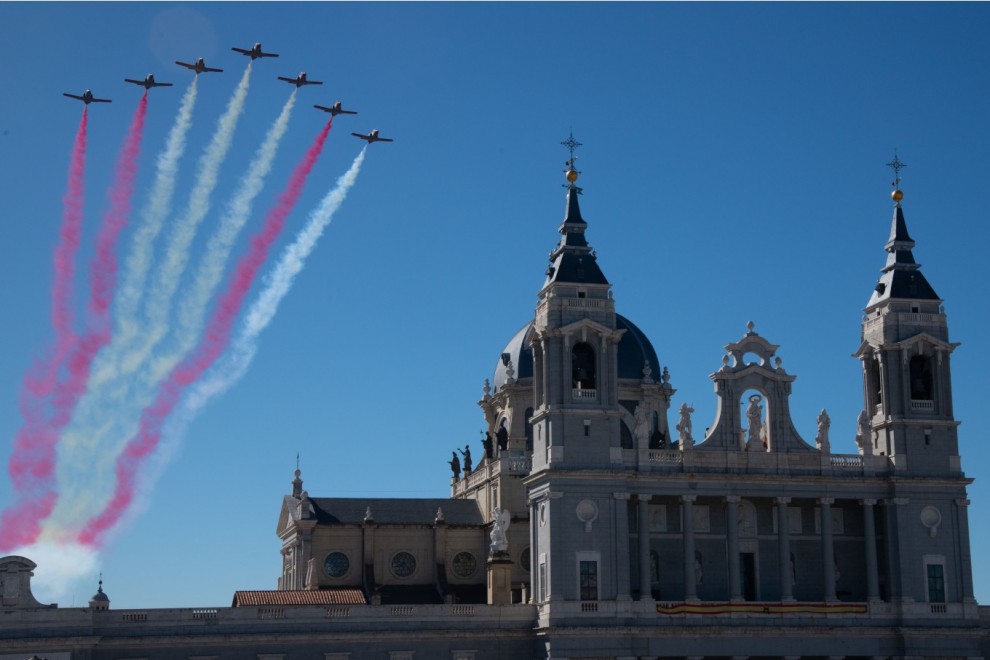 Imagen del acto que se celebra en la plaza de la Armería del Palacio Real con motivo del Día de la Fiesta Nacional en Madrid. /Europa Press
