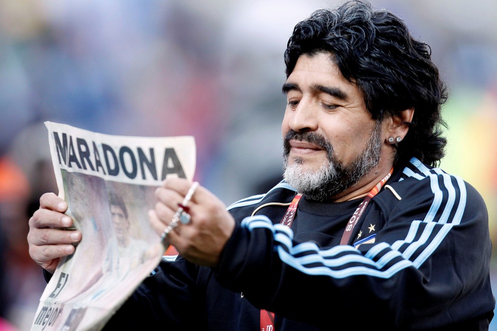 El entrenador de Argentina, Diego Maradona, antes del partido.