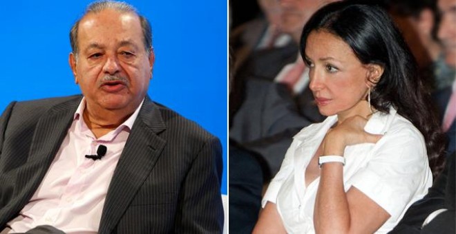 El magnate mexicano Carlos Slim, a la izquierda, y la dueña de FCC, Esther Koplowitz.