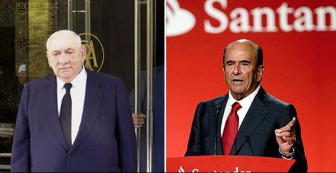 Isidoro Álvarez (i.), presidente de El Corte Inglés, y Emilio Botín (d.), presidente de Banco Santader.