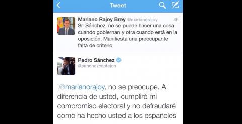 Imagen del cruce de mensajes de Rajoy y Sanchez en Twitter.