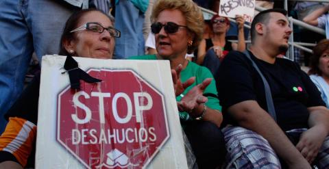 Una protesta contra los desahucios en Madrid. -JAIRO VARGAS