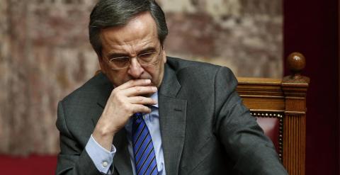 El primer ministro griego, Andonis Samarás, tras la votación en el parlamento heleno. - REUTERS