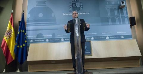 El ministro del Interior, Jorge Fernández Díaz, durante la rueda de prensa que ha ofrecido este miércoles. - EFE