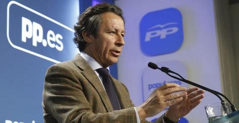 El vicesecretario de organización del PP y director de la campaña electoral del partido, Carlos Floriano, esta mañana en la sede de Génova. EFE