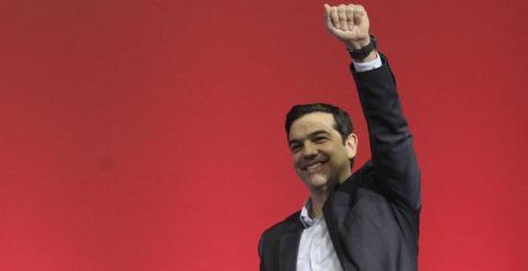 Alexis Tsipras, líder de Syriza, en el arranque de la campaña electoral. / EFE