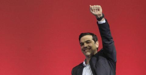 Alexis Tsipras, líder de Syriza, en el arranque de la campaña electoral. / EFE