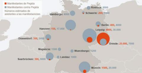 Mapa manifestantes Pegida