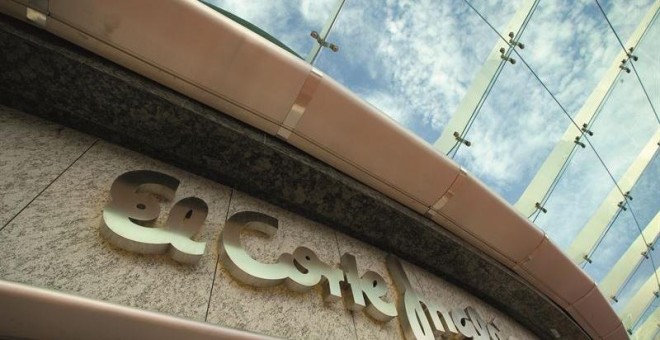 Detalle del logo de El Corte Inglés en un establecimiento de la cadena. E.P.