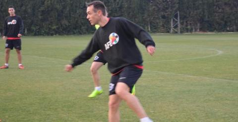 Nacho, durante un partidillo del entrenamiento.