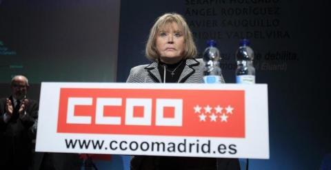 La jueza argentina María Servini de Cubría pronuncia unas palabras tras recibir el Premio Abogados de Atocha 2015 que anualmente concede la homónima Fundación de CCOO de Madrid, durante un acto celebrado hoy en Madrid. /EFE