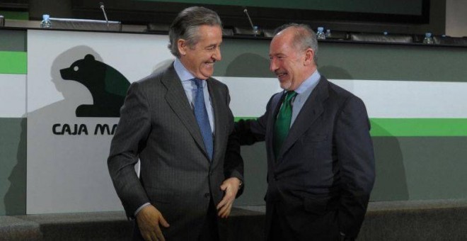 Blesa y Rato, el 28 de enero de 2010, tras el acto de relevo en la presidencia de la entidad, entonces Caja Madrid. EFE