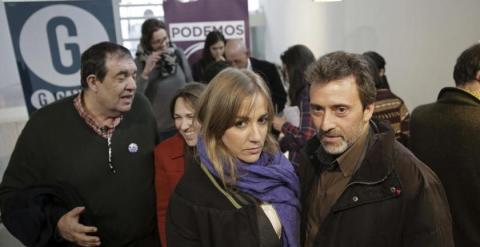 Tania Sánchez y Mauricio Valiente durante la presentación de la candidatura de unidad popular para Madrid. -EFE