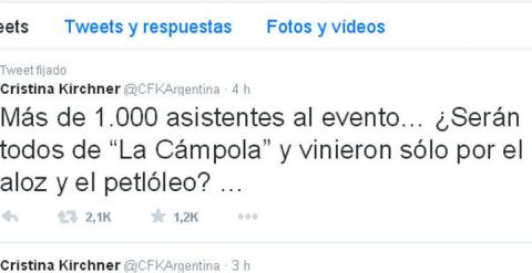 El tuit de Cristina Fernández.