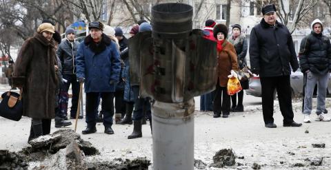 Un misil caído en la ciudad de Kramatorsk. - REUTERS