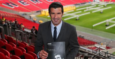 Figo ha presentado su programa como candidato a la presidencia de la FIFA en el estadio de Wembley. /REUTERS