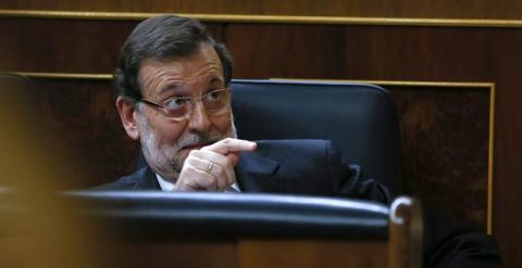 El presidente del Gobierno, Mariano Rajoy, en su escaño, ayer, en un momento del Debate sobre el Estado de la Nación. EFE