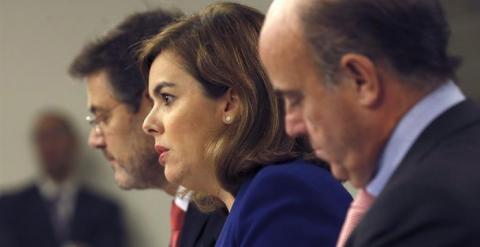 La vicepresidenta, Soraya Sáenz de Santamaría, tras el Consejo de Ministros. / EFE