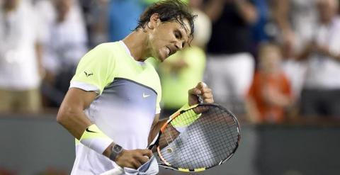 Nadal celebra su victoria ante el holandés Sijsling. /EFE