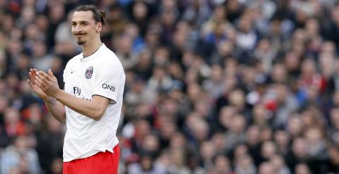 Ibrahimovic durante el partido entre el PSG y el Girondins. /REUTERS