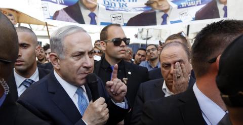 El primer ministro israelí, Benjamin Netanyahu en un acto en Ashkelon. - REUTERS