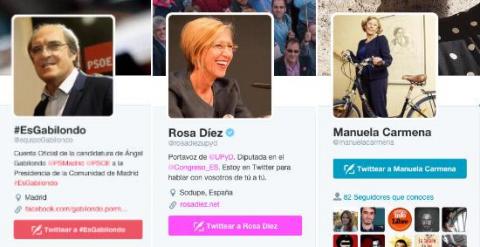 En los últimos días se han estrenado o han regresado a Twitter Rosa Díez, Ángel Gabilondo o Manuela Carmena.