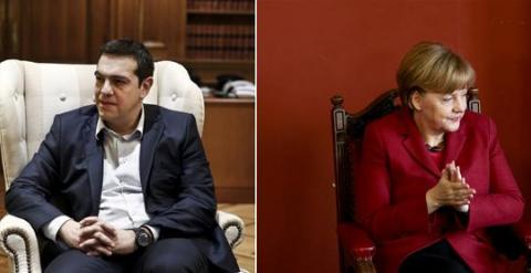 El primer ministro heleno, Alexis Tsipras, y la canciller alemana Angela Merkel. REUTERS