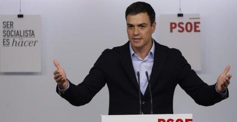 El secretario general del PSOE, Pedro Sánchez, este lunes./ EFE