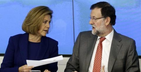 María Dolores de Cospedal y Mariano Rajoy, durante el comité nacional del PP, este lunes. /EFE