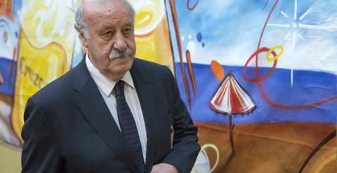 El seleccionador nacional, Vicente del Bosque, a su llegada a la rueda de prensa ofrecida hoy en Sevilla. /EFE