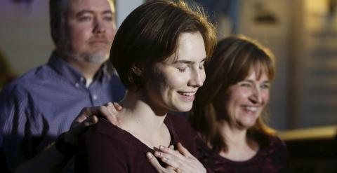 Amanda Knox ofreció una rueda de prensa en Seattle tras conocer su absolución. REUTERS/Jason Redmond