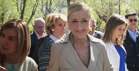 Cristina Cifuentes en el mitin electoral celebrado en el polideportivo Alberto Contador de Pinto./ EUROPA PRESS