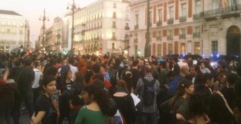Manifestación de este lunes en la Puerta del Sol. Imagen de ‏@Danips