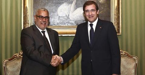 El primer ministro marroquí, Abdelilah Benkirane (izquierda), y su homólogo portugués, Pedro Passos Coelho. - EFE
