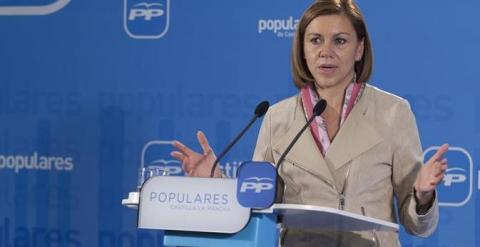 María Dolores Cospedal durante la presentación ayer de la candidatura del PP a la Alcaldía de Cuenca. /EFE