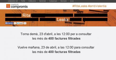 Imagen de la web www.ritaleaks.compromis.net, de Compromís. E.P.