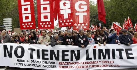Manifestación de los sindicatos contra los recortes y la reforma laboral del PP el 1 de mayo de 2014. -EFE