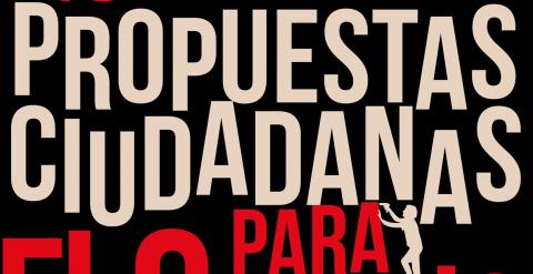 Cartel de Propuestas Ciudadanas por el cambio en el Teatro del Barrio, Madrid.