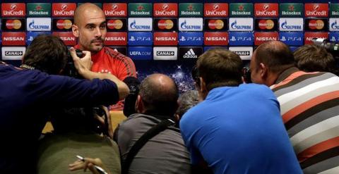 Guardiola, durante la rueda de prensa. EFE/Alberto Estévez