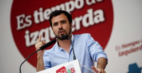 El candidato de IU a la presidencia del Ejecutivo, Alberto Garzón, durante su intrevención en un acto en Murcia./ EFE-Javier Carrión