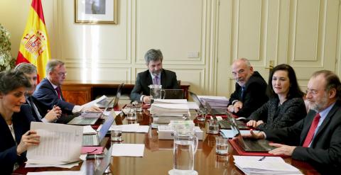 Una reunión del Consejo General del Poder Judicial (CGPJ), presidida por Carlos Lesmes. EFE