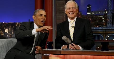 David Letterman junto a Barack Obama en su último programa. /REUTERS