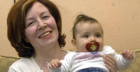 A file picture dated 03 November 2005 of then 55-year-old Annegret R. (L) posing with her daughter Leila in Berlin, Germany. The now 65-year-old language teacher has successfully given birth to quadruplets, three boys and one girl, private broadcaster RTL