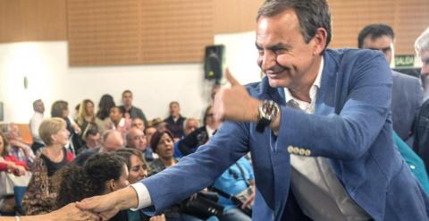 El ex-presidente del gobierno, José Luis Rodríguez Zapatero, durante un acto electoral previo a las elecciones del 24-M. EFE/JAVIER FUENTES.