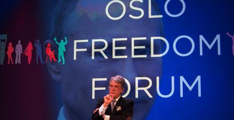 Intervención de Viktor Yushchenko en el Oslo Freedom Forum. /NACHO SEVILLA