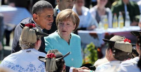 Angela Merkel y Barack Obama, en su visita a Kruen, antes de acudir a la cumbre de Elmau. EFE