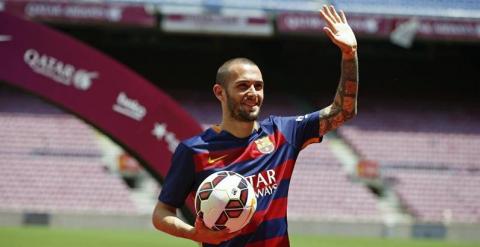 Aleix Vidal en su presentación con el Barcelona.