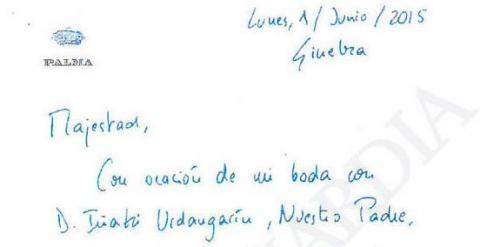 Extracto de la carta de la infanta Cristina filtrada a 'La Vanguardia'.